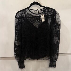 Express Black Lace Blouse